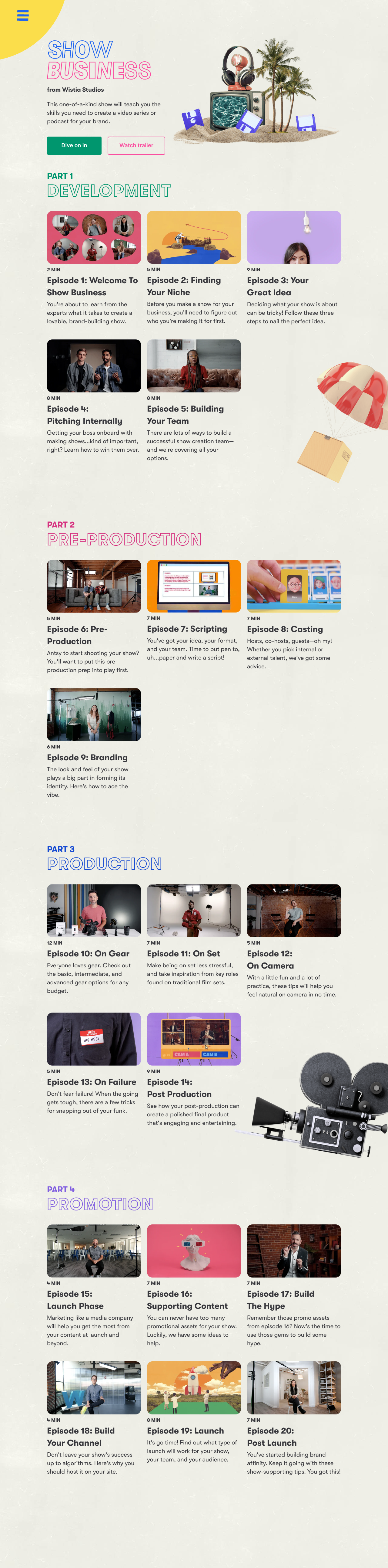 resource page example of How to create a brand show | Show Business by Wistia Studios