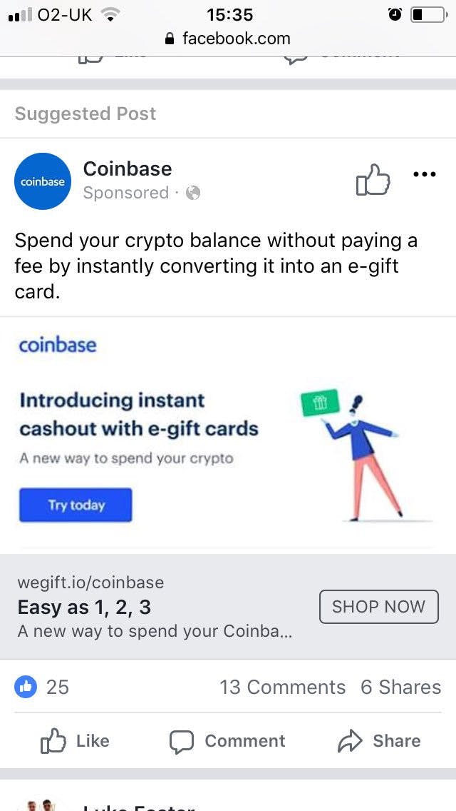 coinbase ad example of Coinbase Ad