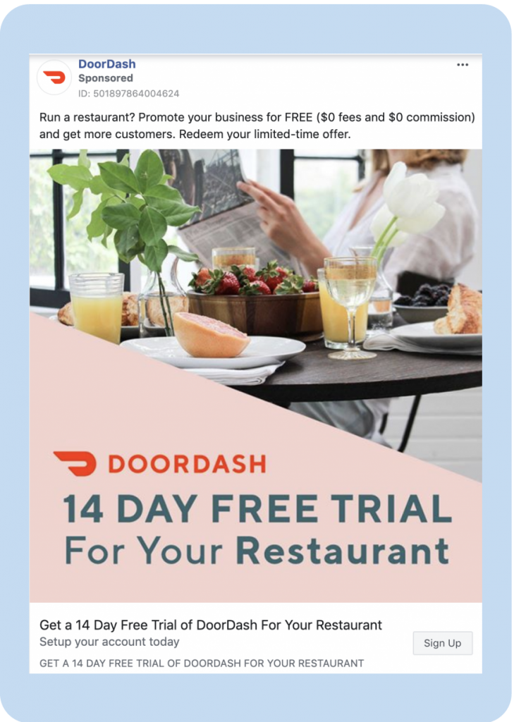 doordash ad example of DoorDash Ad