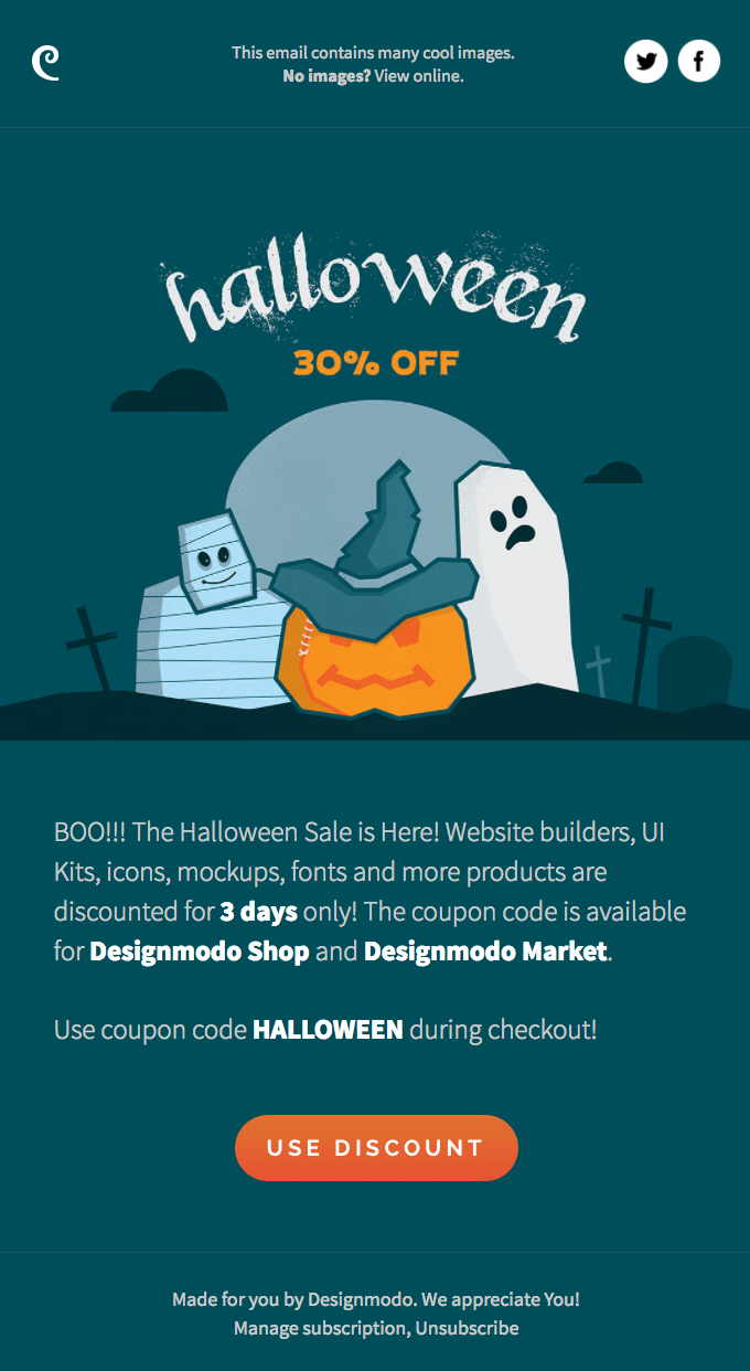 halloween email example of Halloween Email